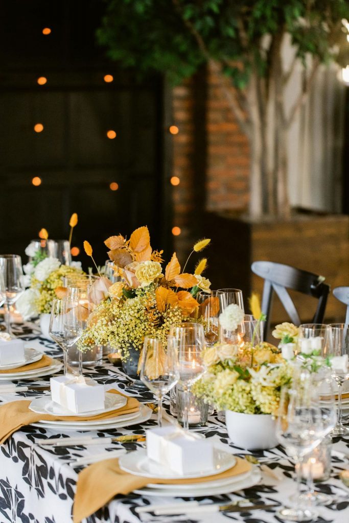 yellow monochromatic color centrepieces