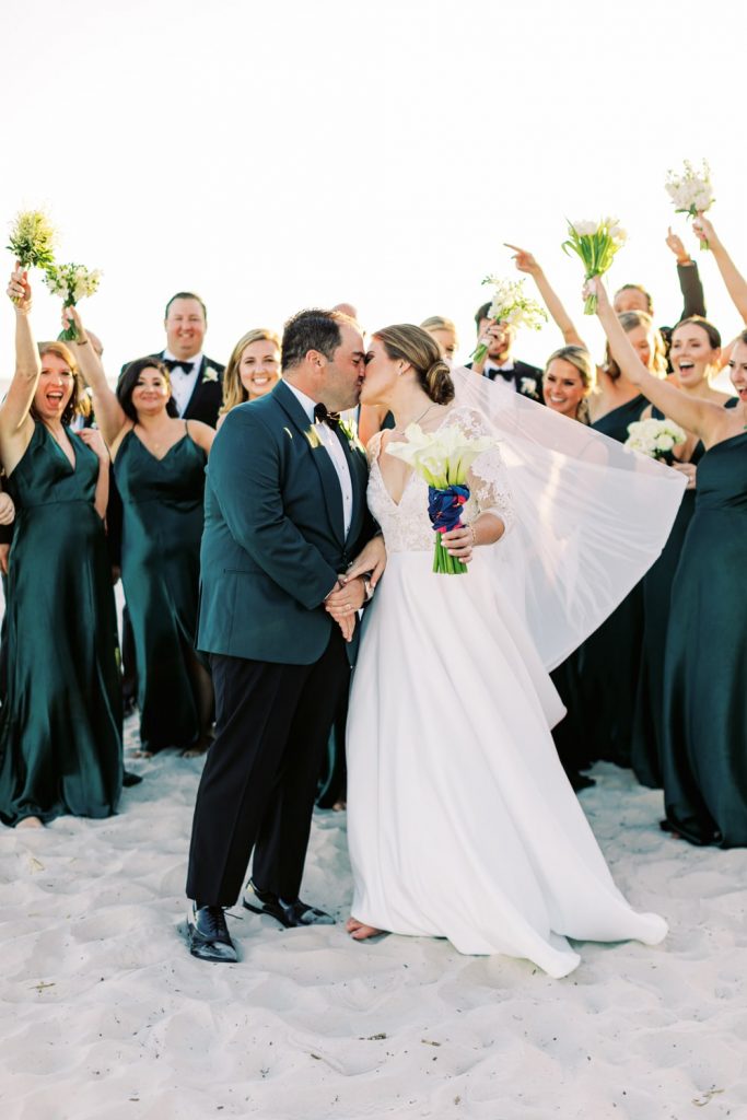 Wedding party at wedding at the King + Prince Resort