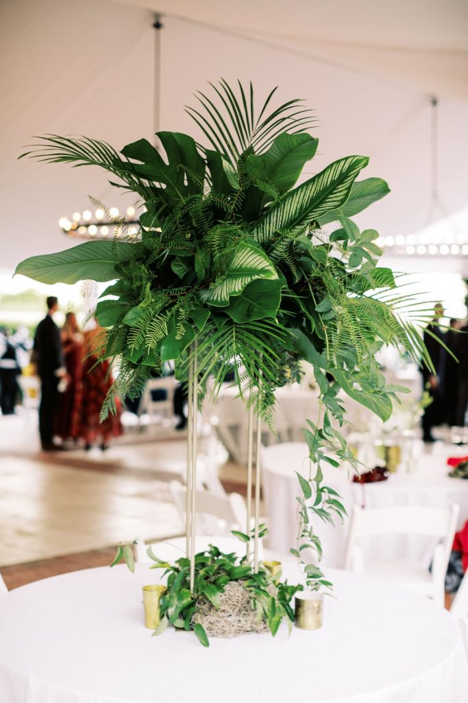 tall green wedding centrepiece