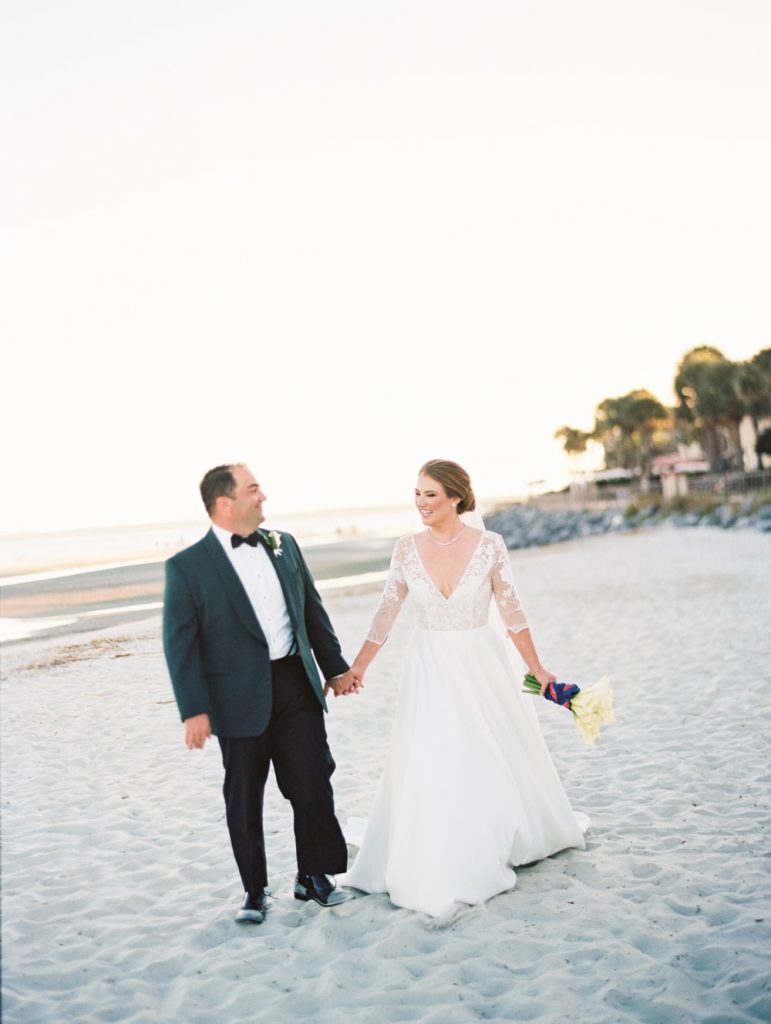Bride and groom at Saint Simons Island destination wedding