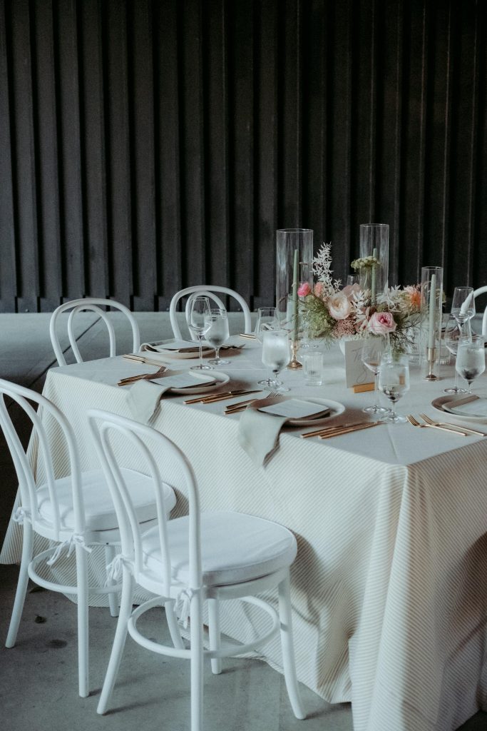modern white wedding tables