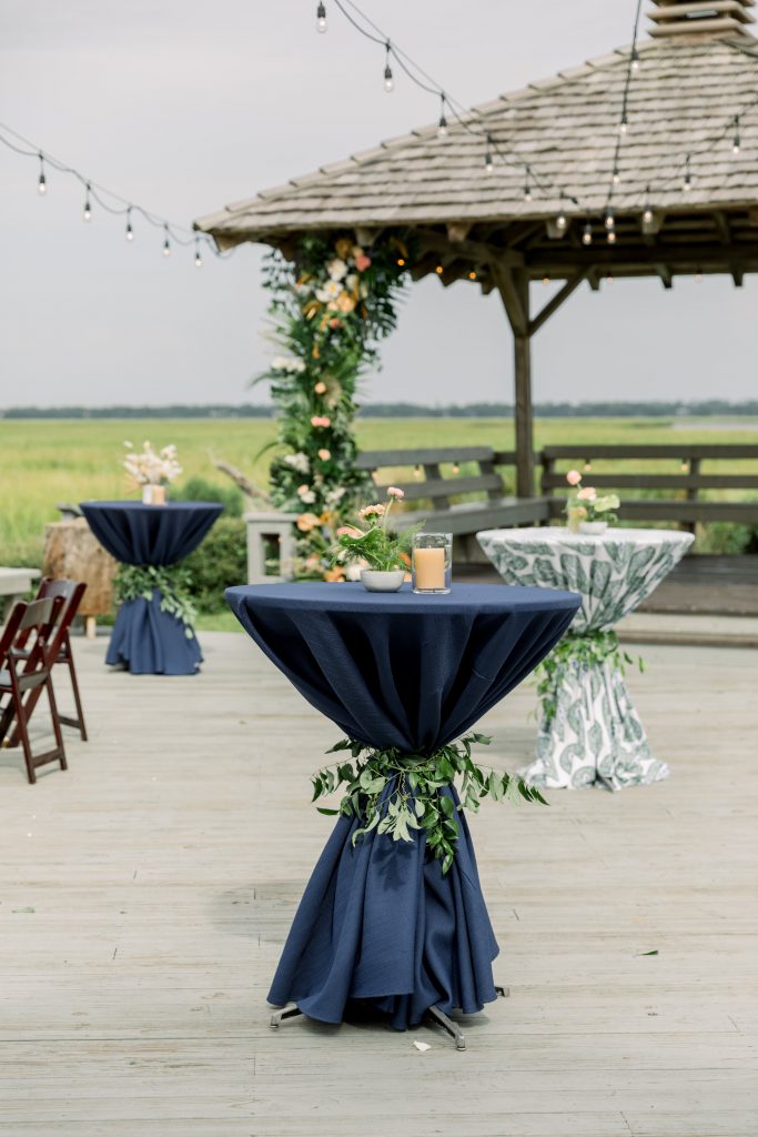 Village Creek Landing wedding welcome party on the patio