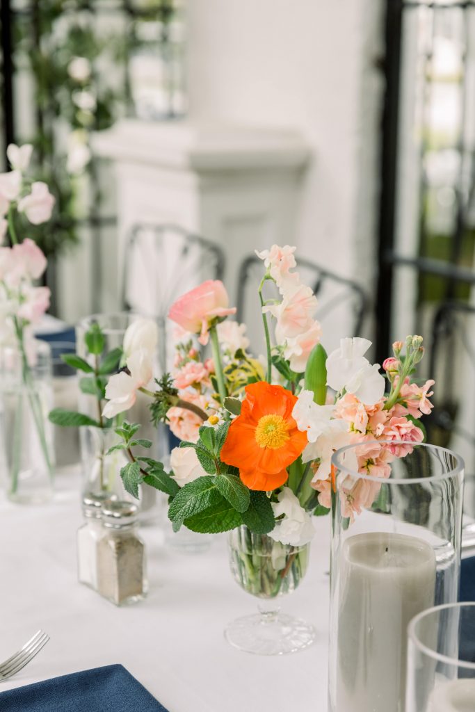 bright floral centrepieces
