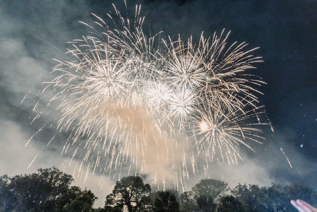 fireworks at Savannah wedding