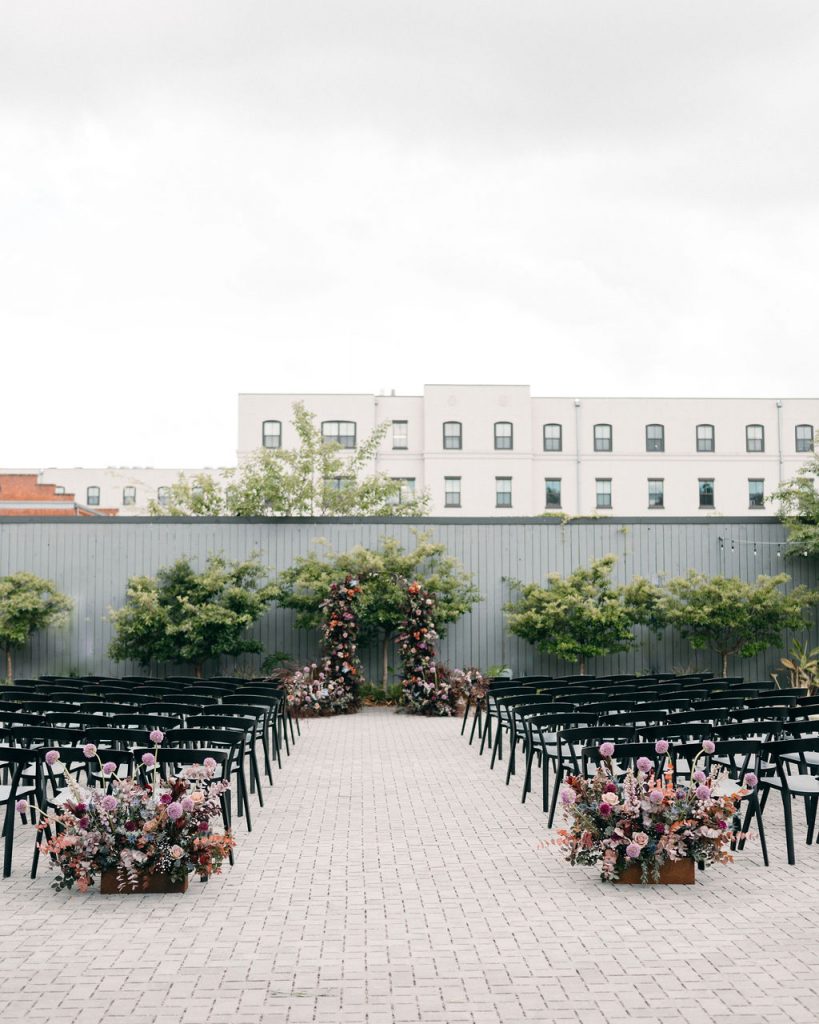 Dark and moody wedding ceremony at Victory North