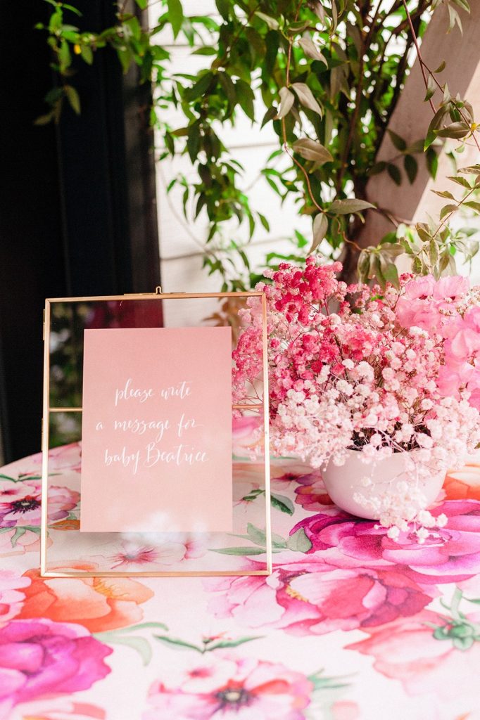 Pink baby shower decorations