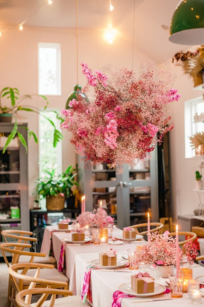 Pink floral installation 