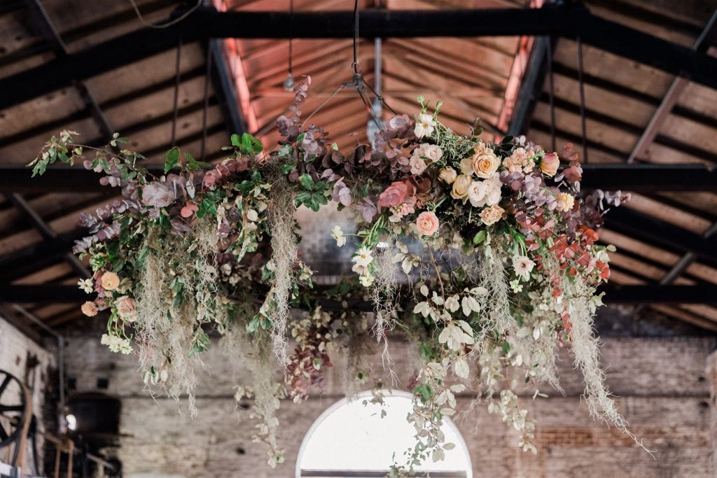 Floral installation floral at wedding ceremony