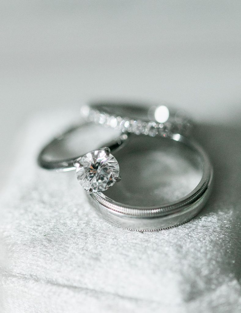 White gold and diamond wedding rings