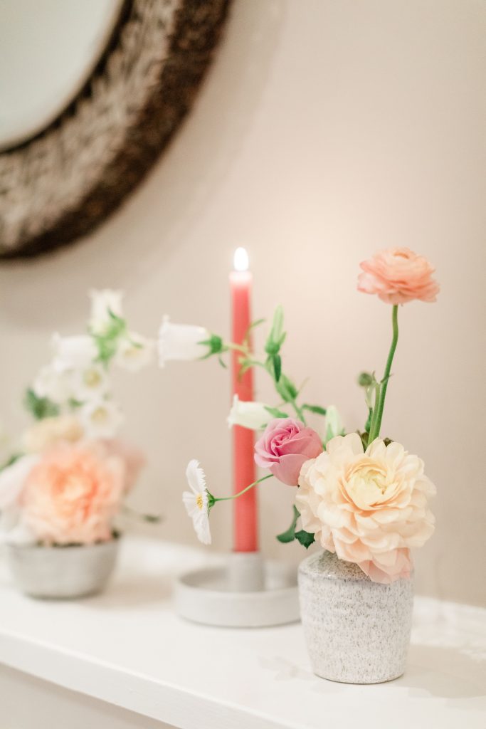 peach floral bud vases