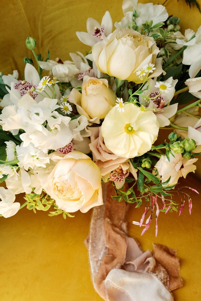 Peach, orange and yellow bridal boquet