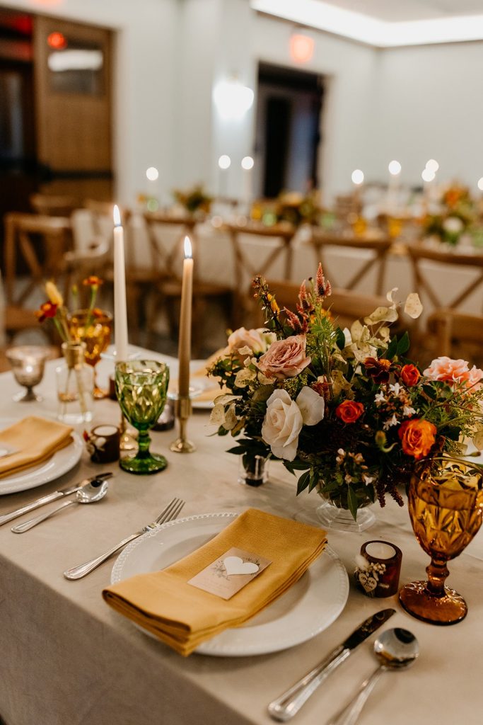 Fall wedding centrepieces and decor