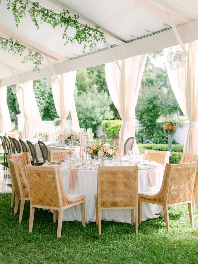 Fine art tented wedding reception at Jekyll Island Club Wedding