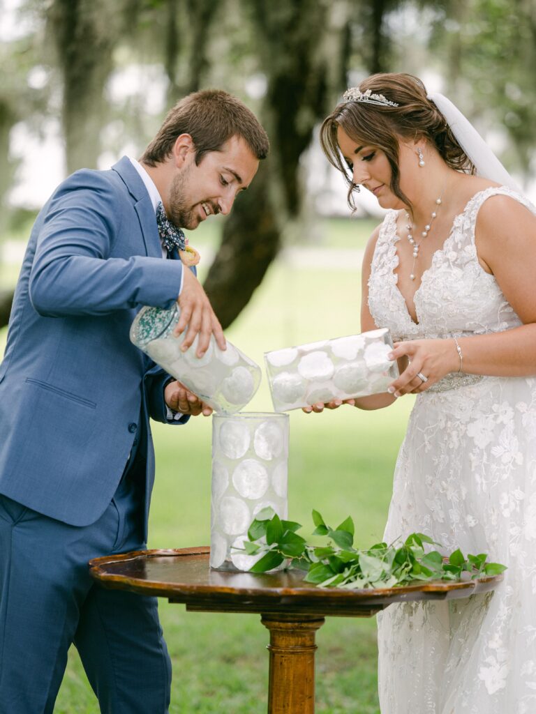 Sand wedding ceremony at Crane cottage wedding