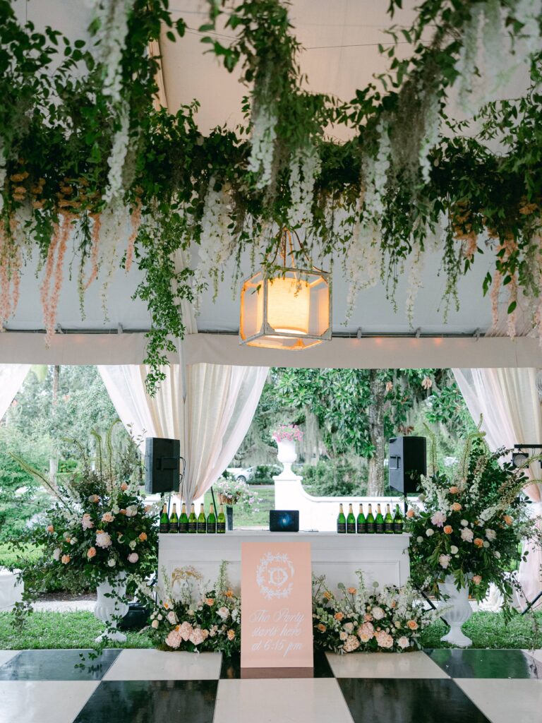 Tented wedding reception decor