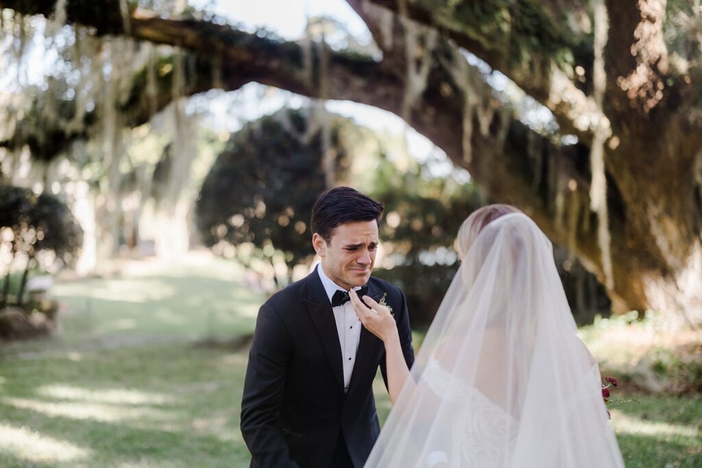 Bride and groom first look
