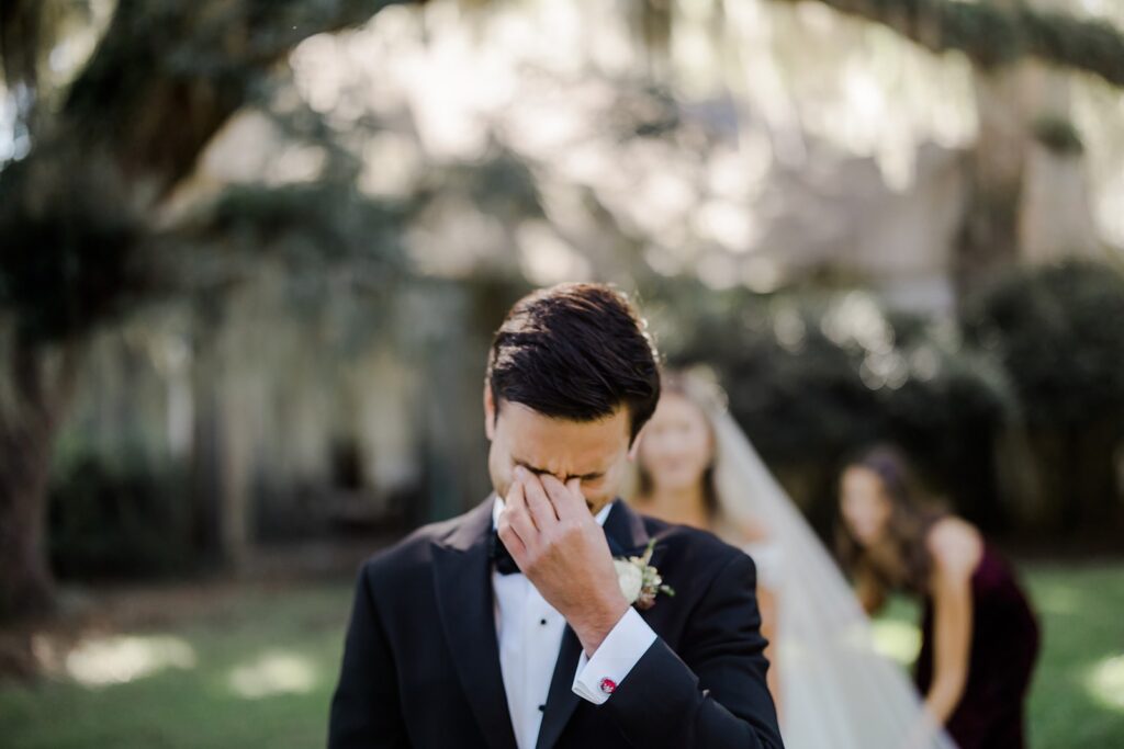 Bride and groom first look