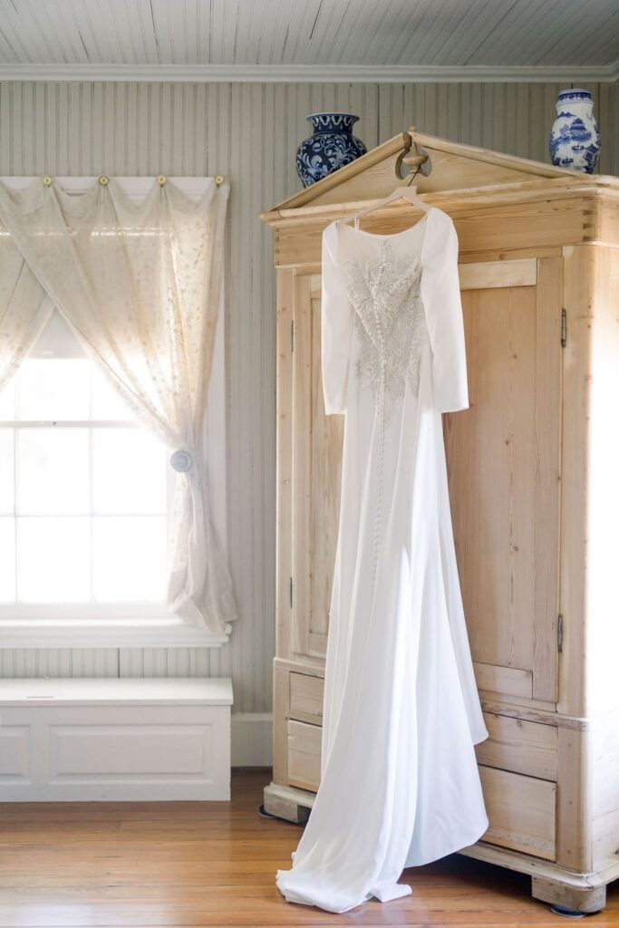 Wedding dress hanging