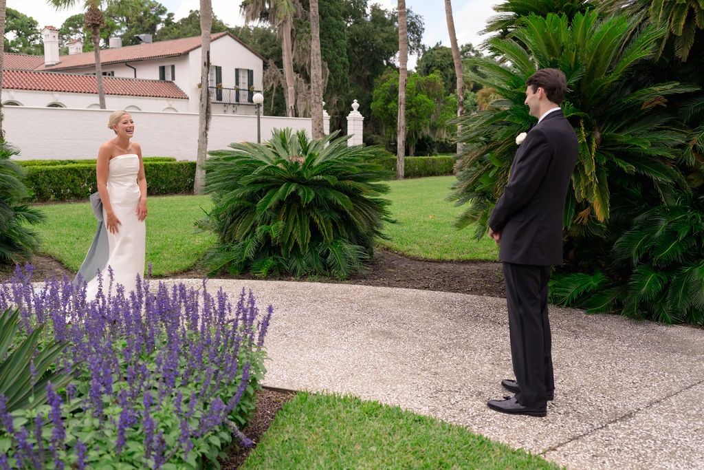 Bride and groom first look