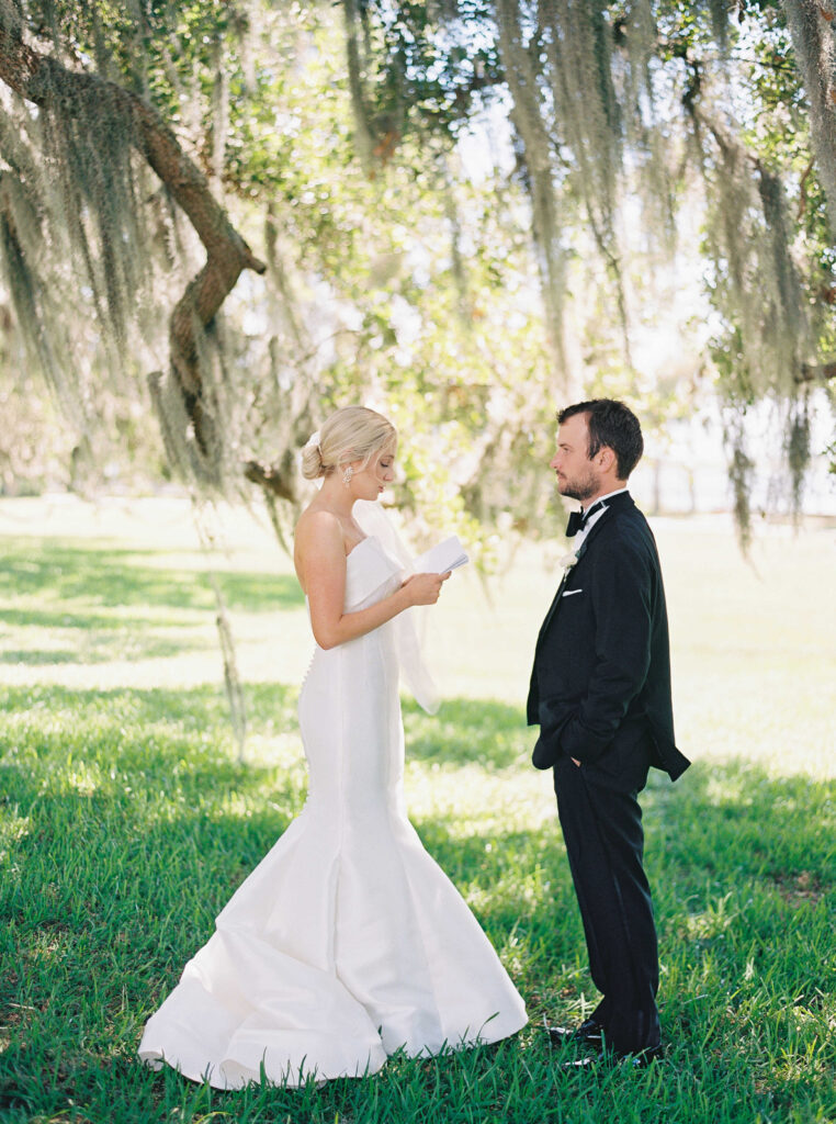 Bride and groom exchanging vows