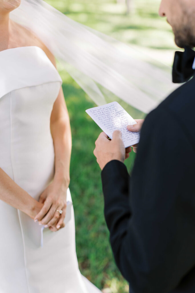 Bride and groom exchanging vows