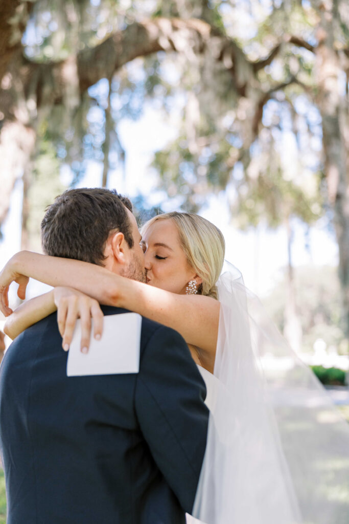 Bride and groom exchanging vows