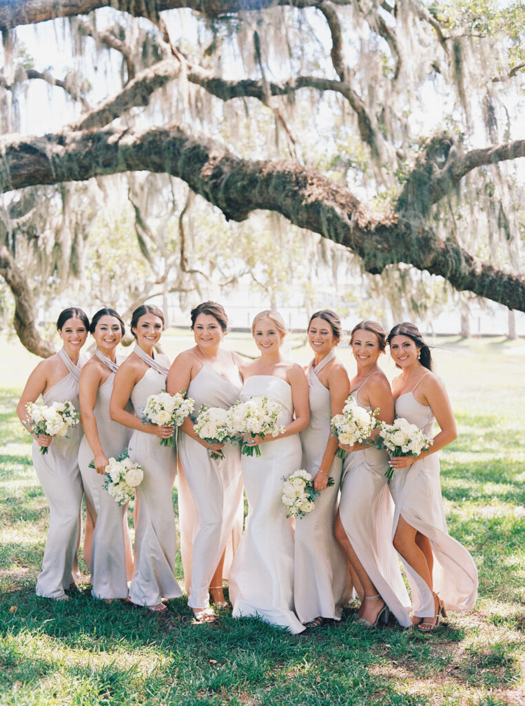 Wedding photos of bridesmaids at Jekyll Island Club