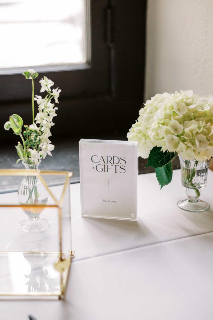 cards and gift table decor