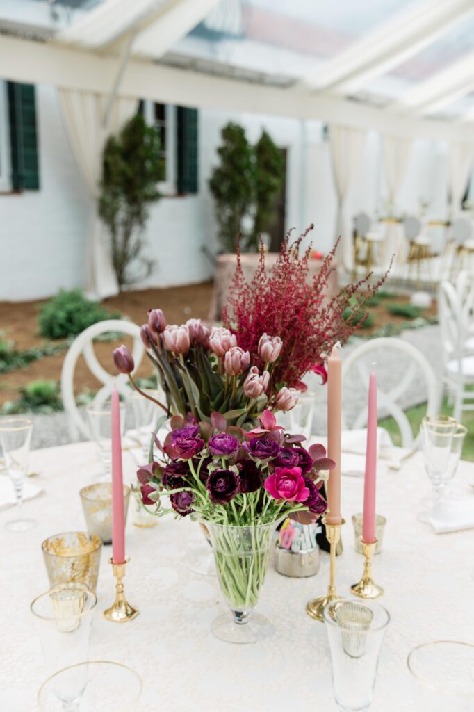 Burgundy centerpiece