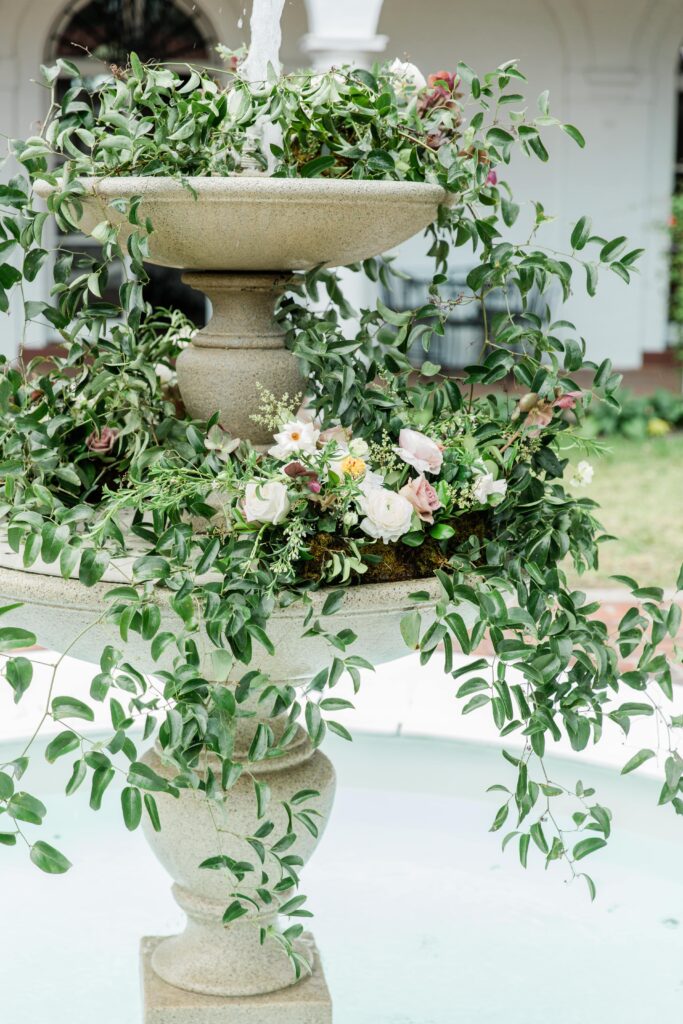Flowers & vines in water feature